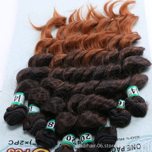 angie factory price premium fiber U-SLIM 8pcs hair weaves,ombre brazilian loose wave synthetic hair extensions for black women